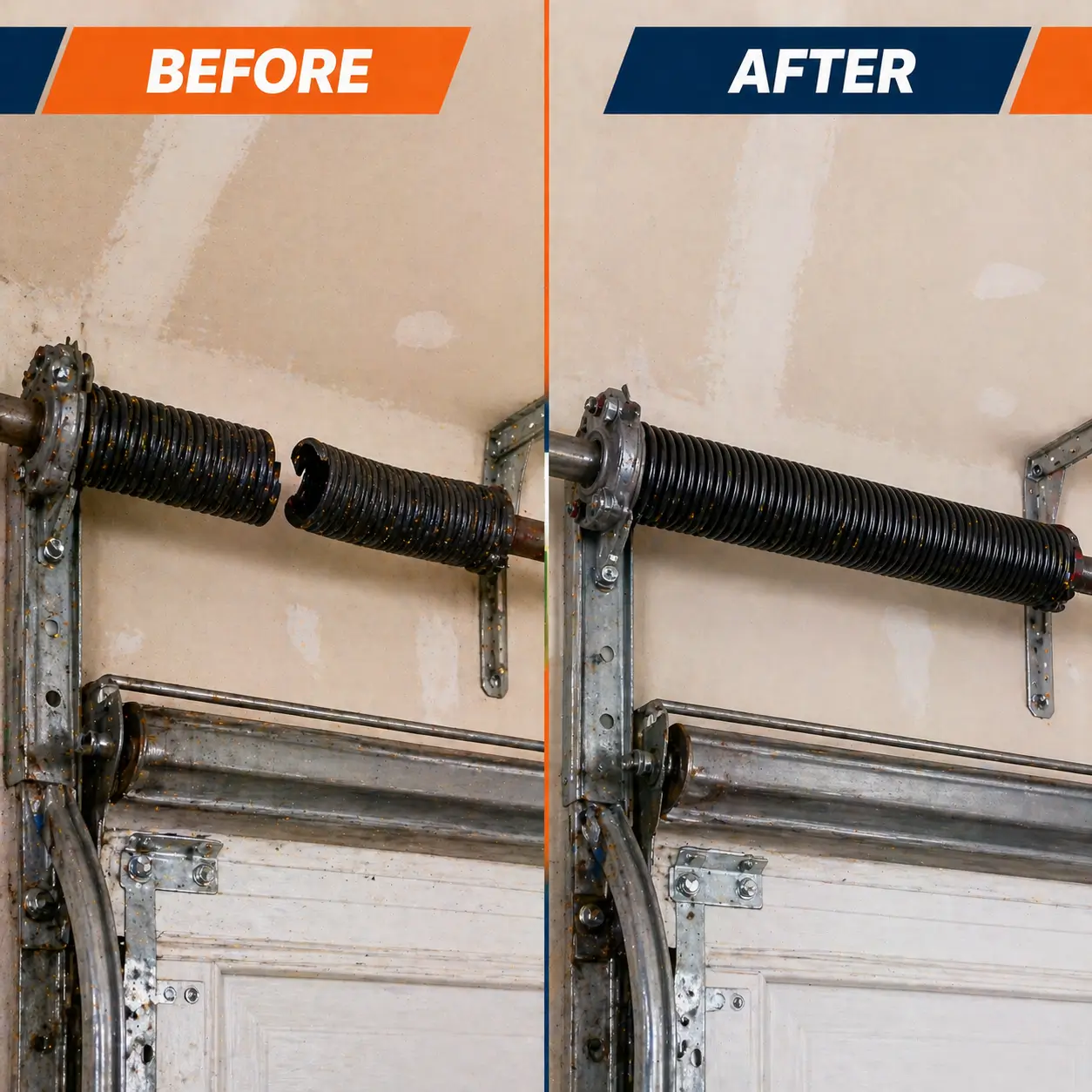 garage door spring before and after